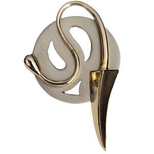 Gold, Silver Tone Swirl Bended Arrow Modernist Brooch